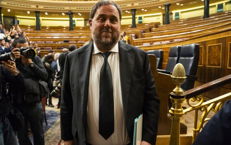 Jailed Catalan separatist leader Oriol Junqueras was allowed to attend the opening of Congress on Tuesday - Getty Images Europe