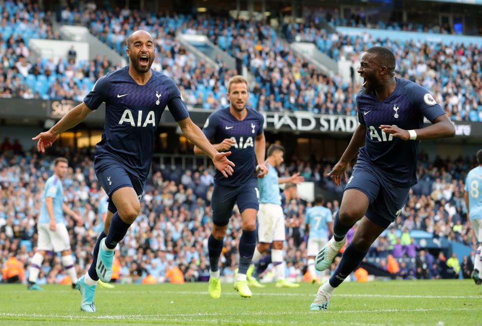  Lucas Moura celebrates scoring the equalizer, just 19 seconds after coming on. (Photo by Richard Sellers/EMPICS/PA Images via Getty Images)