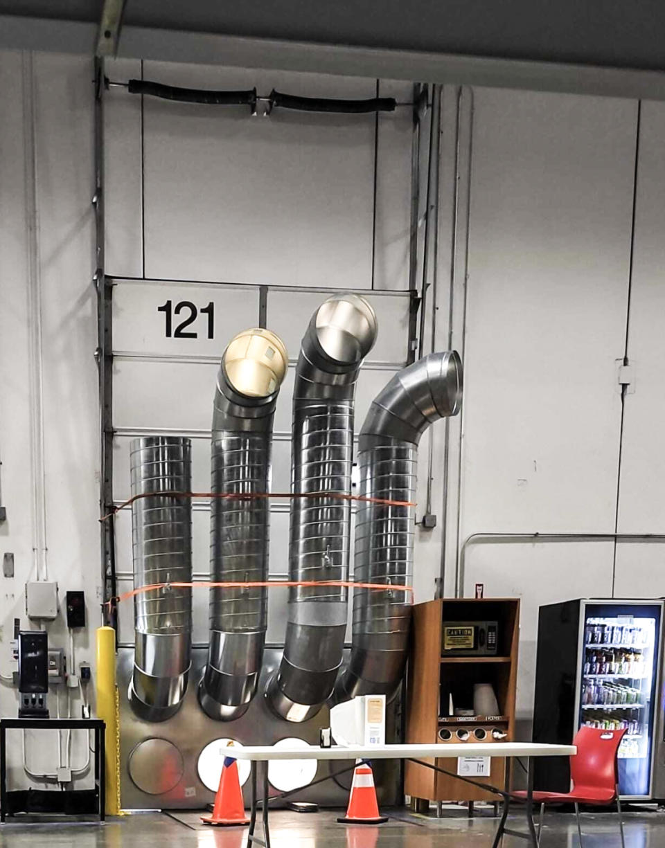 Newly installed air-conditioning equipment at Amazon's Carteret, N.J., fulfillment center. (Obtained by NBC News)