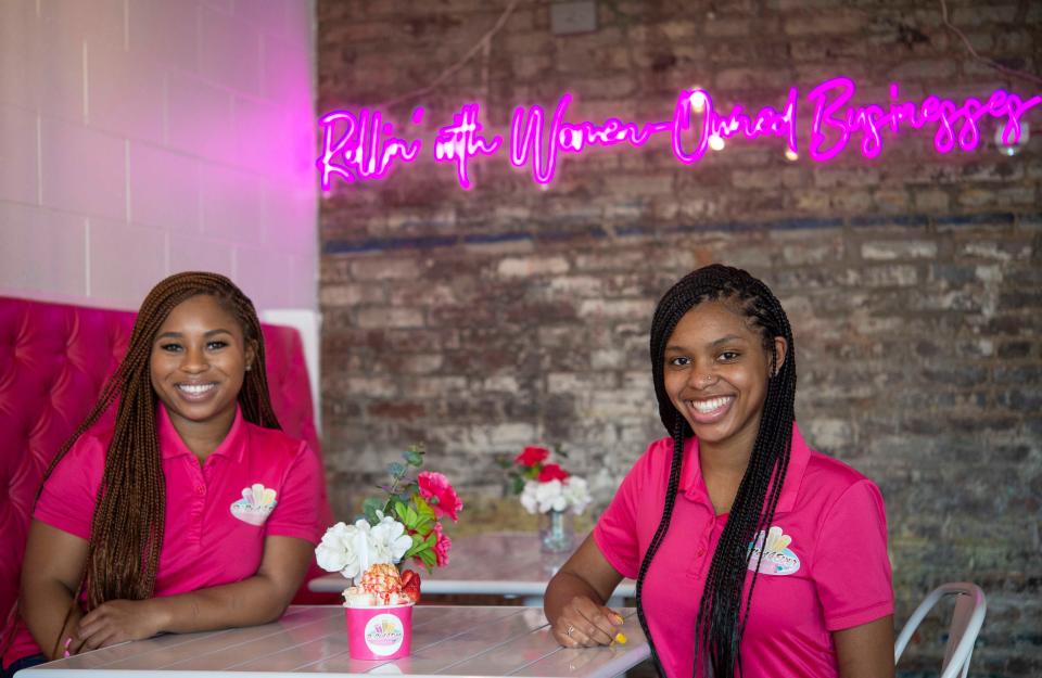 Maliyah Bass and Bariangela Segovia are the founders of at Rolled 4 Ever Ice Cream in Nashville, Tenn., Thursday, March 11, 2021. The business started in a ice cream food truck in June 2018. Since the Pandemic, they expanded their business in a brick-and-mortar located in the Germantown neighborhood.
