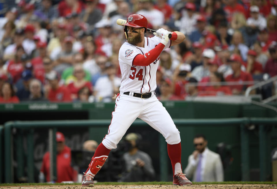 Washington Nationals slugger Bryce Harper is among baseball’s unluckiest hitters when it comes to ground balls this season. (AP Photo/Nick Wass)