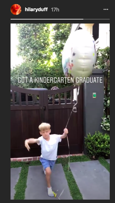 Hilary Duff shared this photo of her kindergarten graduate Luca Comrie, 6, on Thursday. (Photo: Hilary Duff via Instagram)