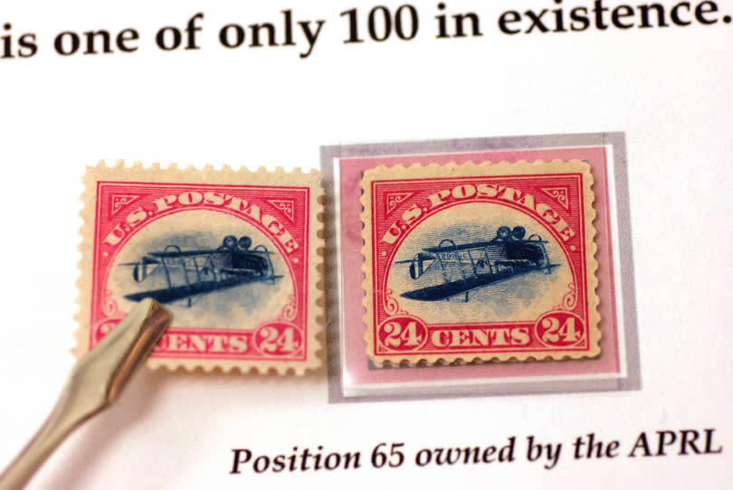 倒飛機郵票全球只有100張。（圖／達志／美聯社）