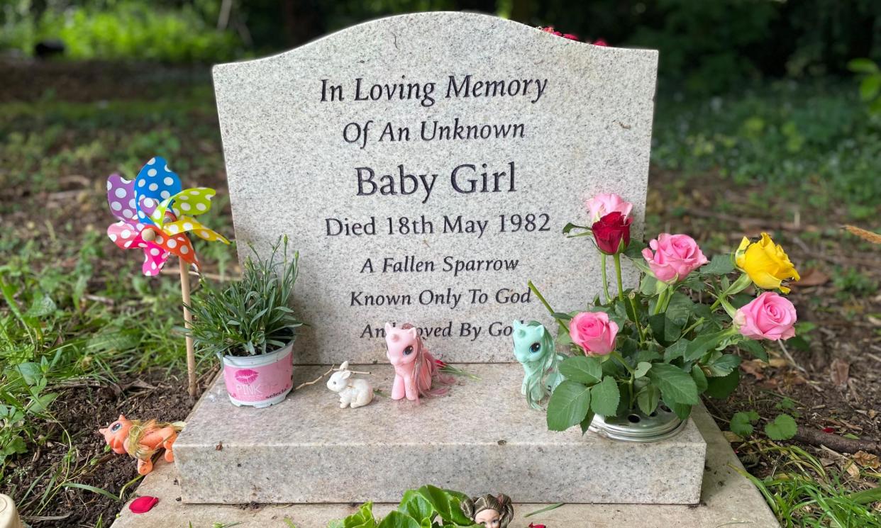 <span>Margaret Burgon travels to the baby girl’s grave in Northampton several times a year to lay flowers.</span><span>Photograph: Jessica Murray/The Guardian</span>
