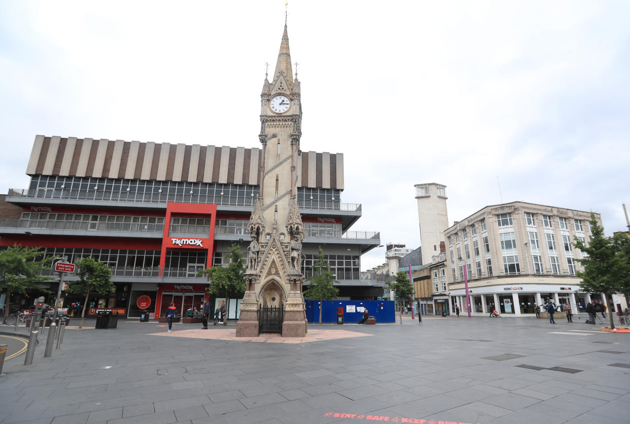 A deserted Leicester city centre, as the city remains in local lockdown, despite coronavirus lockdown restrictions being eased across the rest of England. (Photo by Mike Egerton/PA Images via Getty Images)