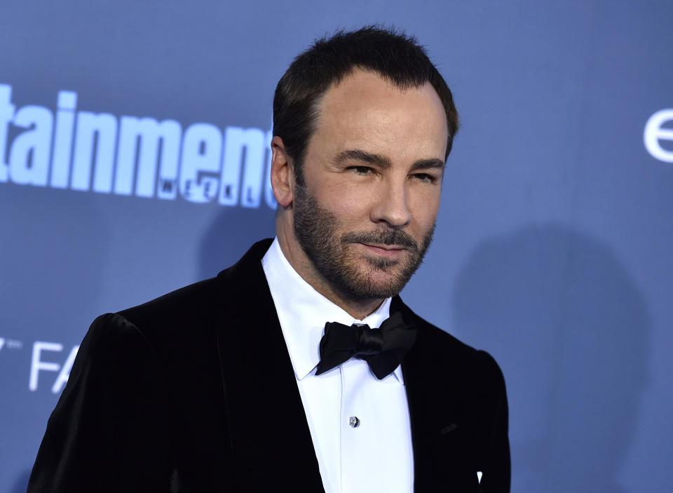 FILE - In this Dec. 11, 2016 file photo, Tom Ford arrives at the 22nd annual Critics' Choice Awards in Santa Monica, Calif. The Wynn Las Vegas hotel has stopped selling Tom Ford cosmetics and sunglasses and President-elect Donald Trump declared on television it's because of the designer's dis over dressing his wife, Melania. Trump said in an interview that aired Tuesday night, Jan. 17, 2017, on the Fox News Channel's "Fox & Friends" that hotel owner Steve Wynn "said he thought it was so terrible what Tom Ford said, that he threw his clothing out of his Las Vegas hotel." (Photo by Jordan Strauss/Invision/AP, File)
