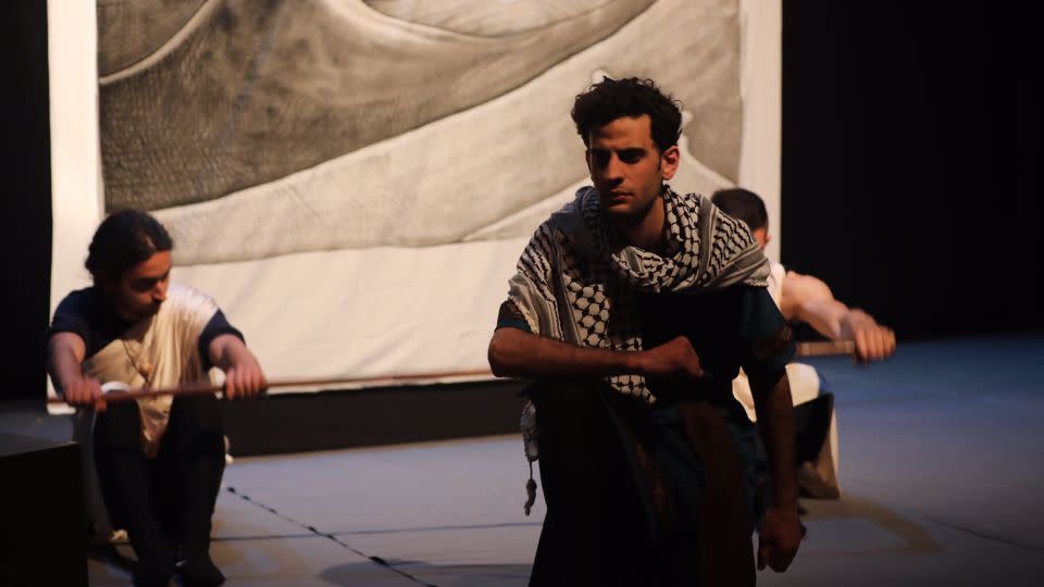 Abraham Saidam in a rehearsal of a play based on Homer's Odyssey. - Nowara Diab