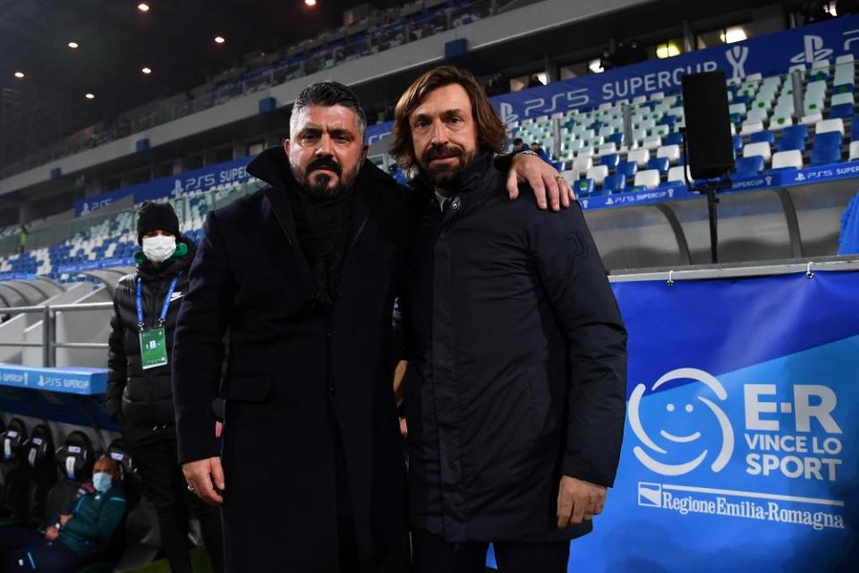 Gattuso and Pirlo before the game.
