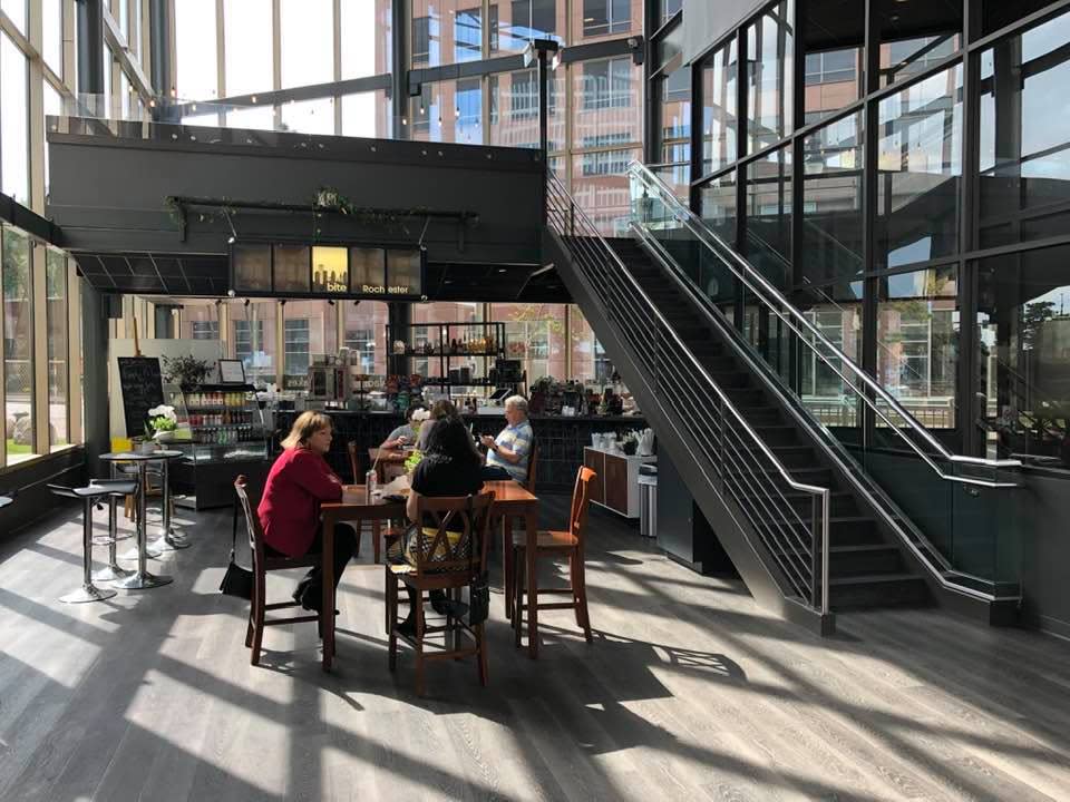 Bite Rochester has closed in the glass-and-steel pavilion beside the former Xerox Tower; Farmhouse Table will open in the space in the summer.