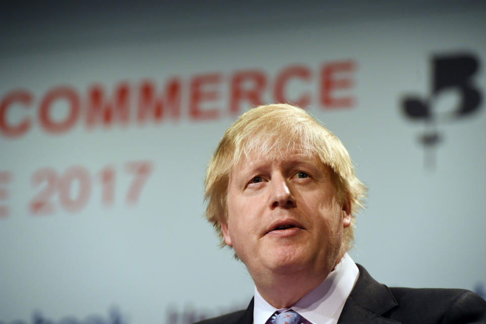 Boris Johnson at the British Chambers of Commerce Annual Conference 2017 in central London.