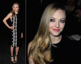 Auch „Les Misérables“-Star Amanda Seyfried setzte auf den angesagten Monochrom-Style. Die 27-Jährige machte in ihrem schwarzen Dress mit Geo-Muster bei Givenchy eine super Figur. (Bilder: Getty Images)