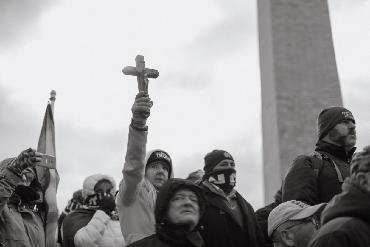 **TEST TO NOT USE**Washington DC - January 6, 2021: Supporters of President Donald Trump are seen during a protest rally calling for the decertification of Electoral College votes claiming a conspiracy theory, that has been debunked, that the general presidential election was stolen in Washington DC on January 6, 2021. Photo: Christopher Lee for TIME