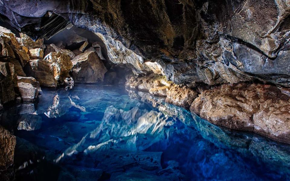 Grjótagjá is a small lava cave near lake Mývatn in Iceland - GETTY