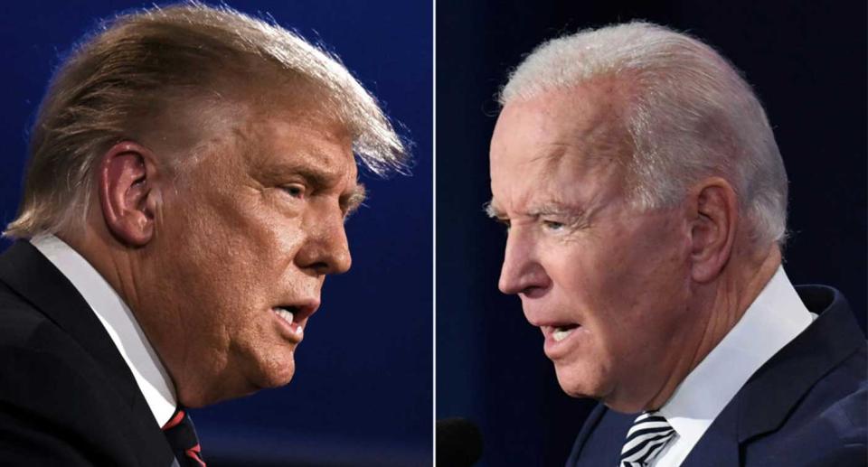 Pictures of Donald Trump and Joe Biden, who will face off on November 3. (Getty)