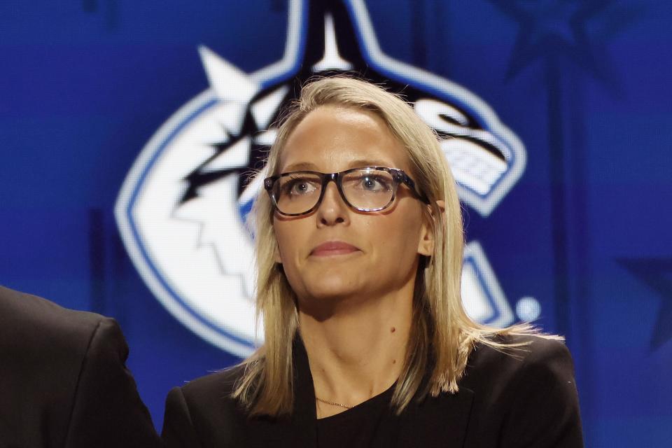 NASHVILLE, TENNESSEE - JUNE 28: Émilie Castonguay of the Vancouver Canucks attends the 2023 NHL Draft at the Bridgestone Arena on June 28, 2023 in Nashville, Tennessee. (Photo by Bruce Bennett/Getty Images)
(Credit: Bruce Bennett, Getty Images)