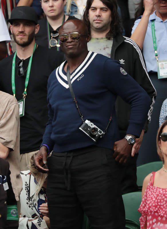 Singer Seal on day eight of the 2022 Wimbledon championships in London on Monday, July 4. The singer turns 61 on February 19. File Photo by Hugo Philpott/UPI