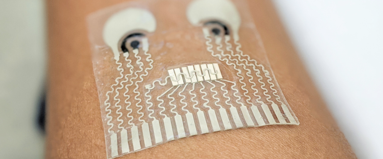 The soft, stretchy patch monitors multiple health markers. (WANG LAB/UC SAN DIEGO)