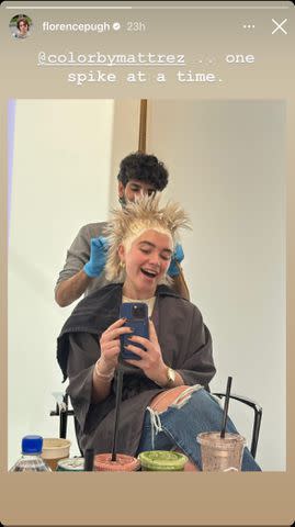 <p>Florence pugh/Instagram</p> Florence Pugh gets ready for the 2024 Golden Globes