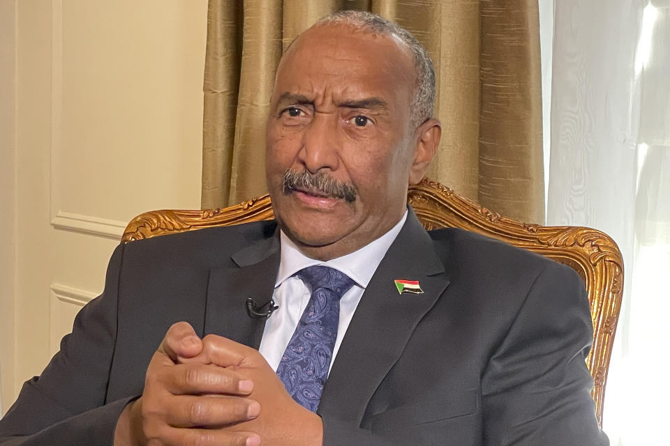 Sudan's General Abdel Fattah al-Burhan, answers questions during an interview, Thursday, Sept. 22, 2022, in New York. (AP Photo/Aron Ranen)