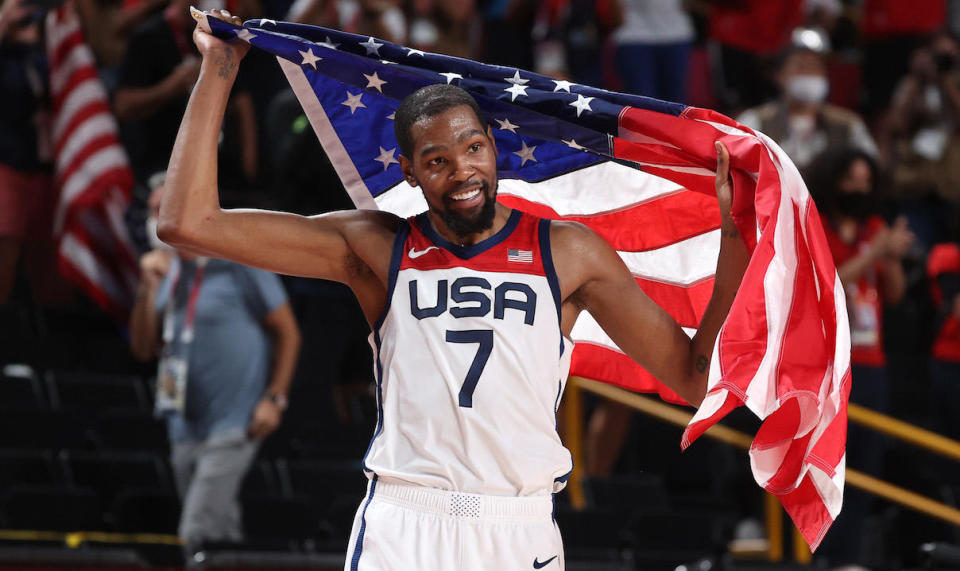 Kevin Durant on August 7, 2021. in Saitama, Japan. / Credit: Gregory Shamus / Getty