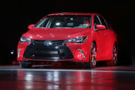 The 2015 Toyota Camry is introduced at the New York International Auto Show, Wednesday, April 16, 2014, in New York. (AP Photo/Mark Lennihan)