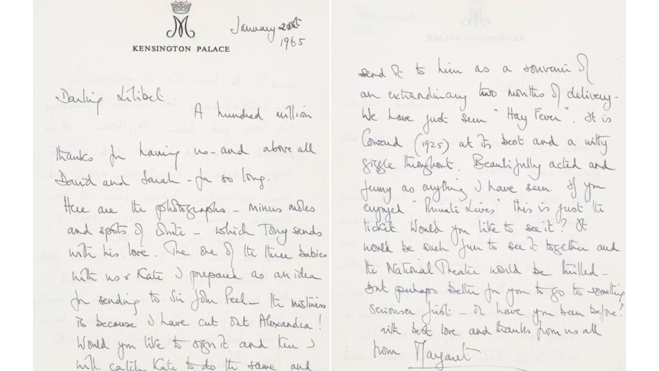 Princess Margaret's letter to Queen Elizabeth II, 1965