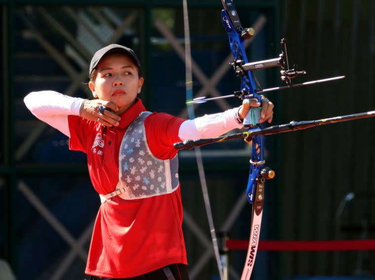 林佳恩在奧運射箭國手選拔賽女子組總積分排名第一。資料照片　林嘉欣／攝影。