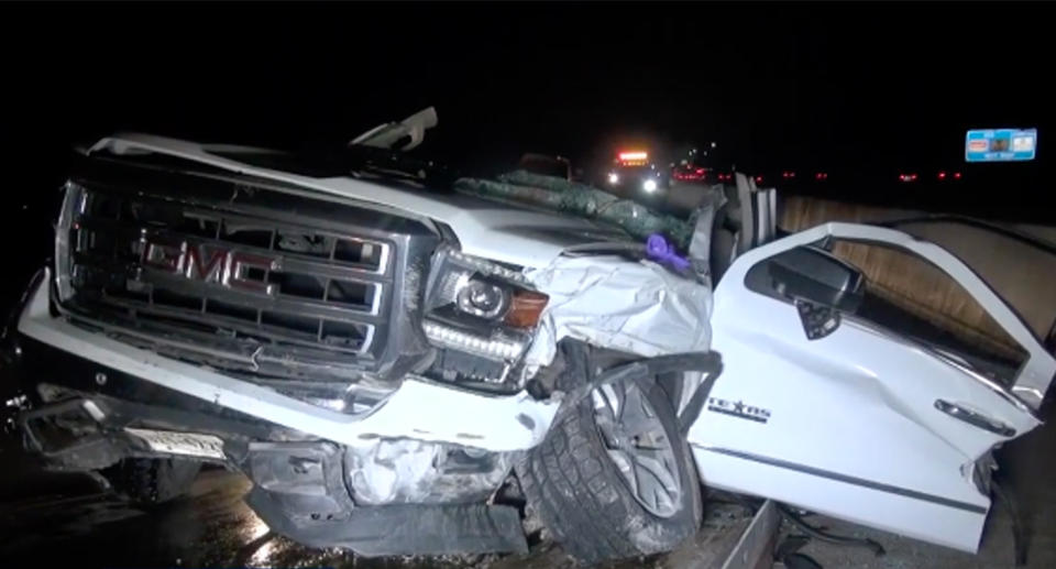 Carol Hardy's car after it was smashed in the crash. 