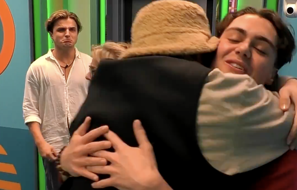 Bradley Riches was embraced by David Potts after being evicted from the Big Brother house. (ITV Screengrab)