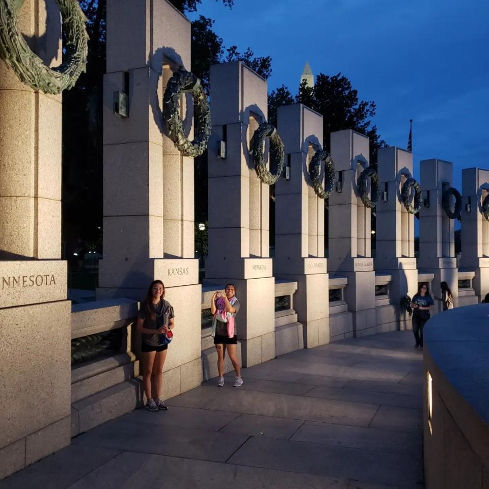 During their trip to Washington, D.C., Manaia Isaia and Ainsley Schimmel also visited several national landmarks, like the World Was II Memorial, to help inform their experiences as future teachers.