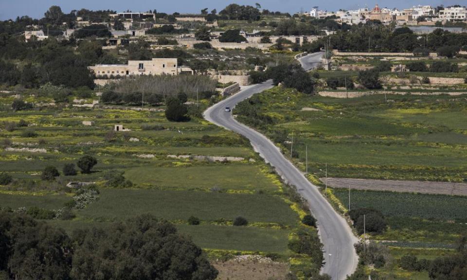 View from hill overlooking Daphne Caruana Galizia’s home