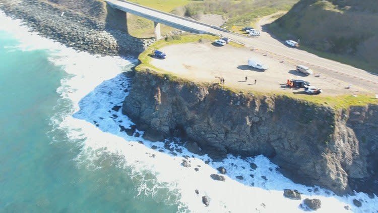 This is the spot on the Mendocino coast where the Harts' SUV plunged into the ocean. (Photo: Courtesy Mendocino Sheriffs Office)