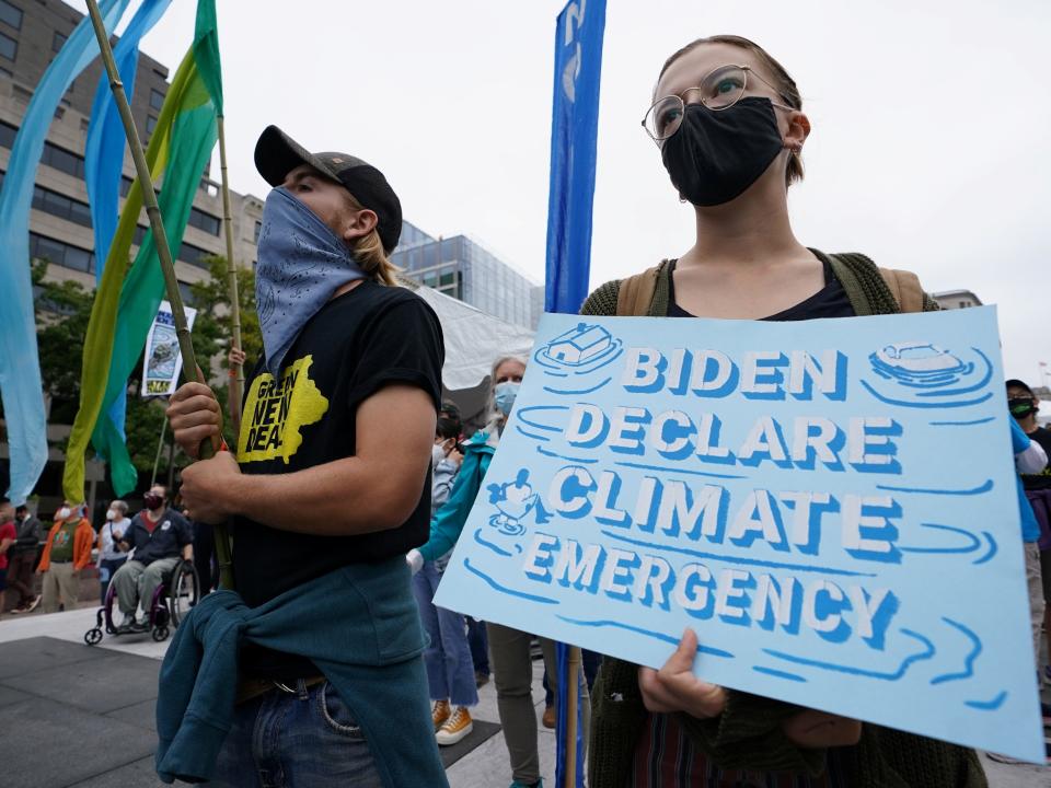 Indigenous activist protest at the White House demanding climate action