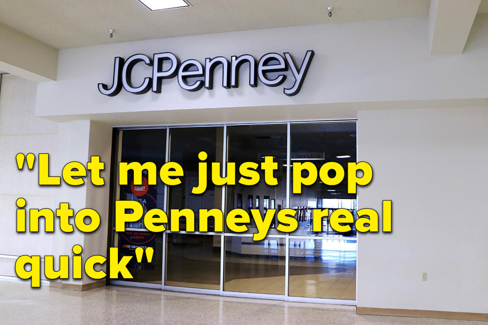 a jc penny store with the words let me just pop into pennys