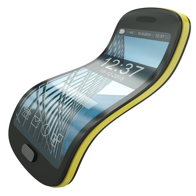 Flexible smartphone, concept illustration. 