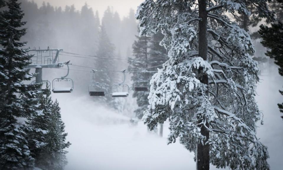 The Alpine Meadows ski resort at Alpine Meadows, California, during the first snowfall on Sunday, 8 November 2020.