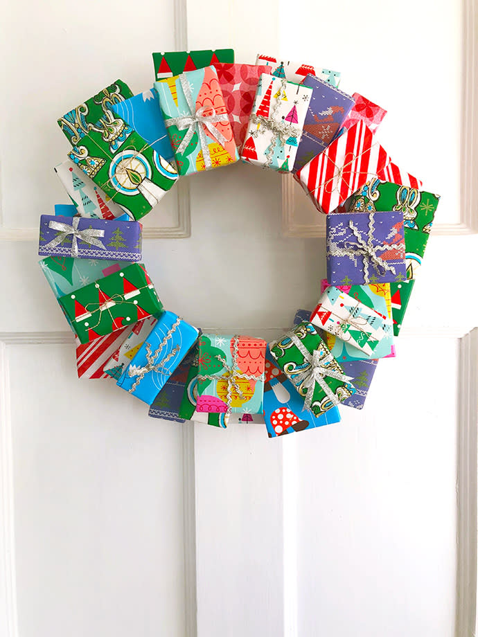 colorful package wreath (Handmade Charlotte)
