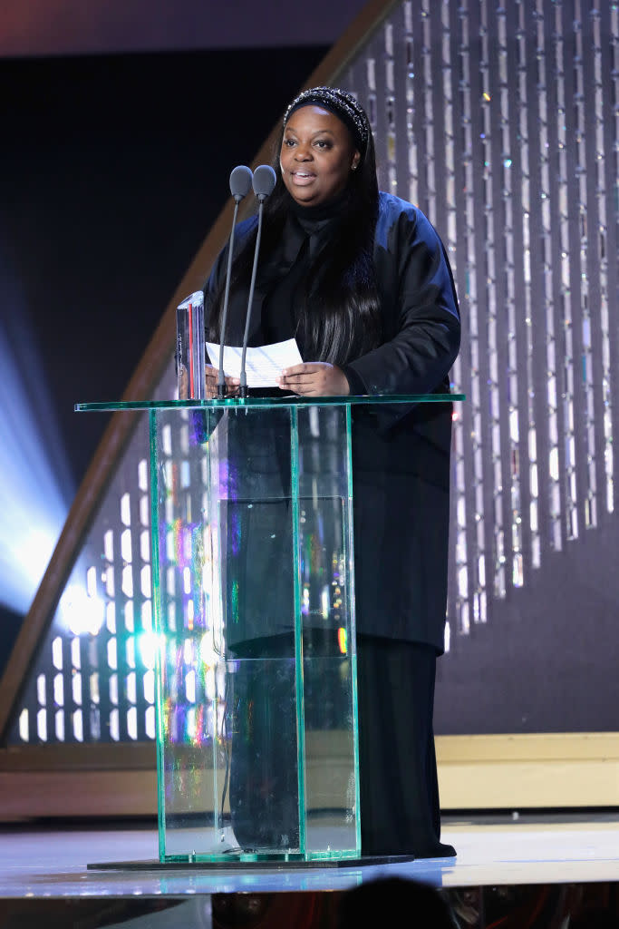 <p>Legendary make-up artist Pat McGrath took home the most prestigious trophy of the evening, the Isabella Blow award for her dedication to the industry. <em>[Photo: Getty]</em> </p>