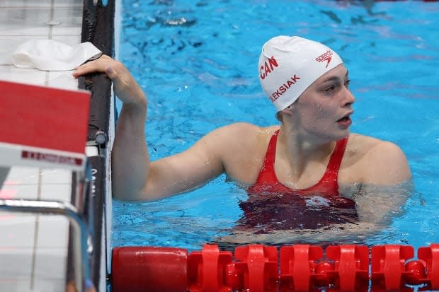 Five years after shocking the world in Rio, Penny Oleksiak is eyeing another historic swim tonight in the women's 100m freestyle in Tokyo. (Maddie Meyer/Getty Images - image credit)