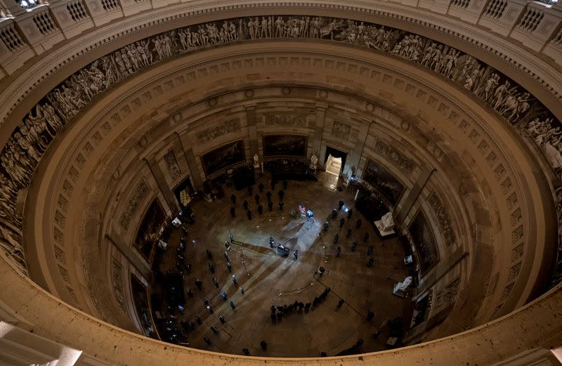 Capitol Hill Police Officer Brian Sicknick lies in honor at the U.S. Capitol