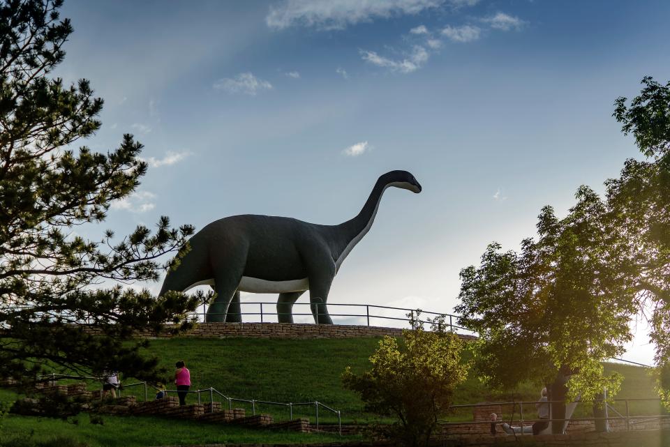 The towering concrete residents Dinosaur Park overlooking Rapid City, South Dakota, celebrate the region’s many paleontological finds.