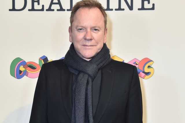 <p>Gregg DeGuire/Deadline via Getty</p> Kiefer Sutherland on April 13, 2024