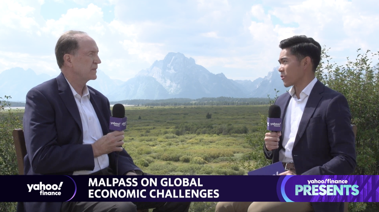 World Bank Group President David Malpass speaks with Yahoo Finance on the sidelines of the Federal Reserve's Jackson Hole Economic Symposium on Aug. 26. Credit: Yahoo Finance