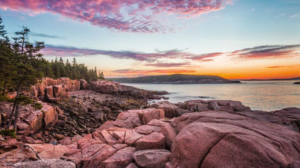 View from the rocky coastline of Mount Desert Island, Maine