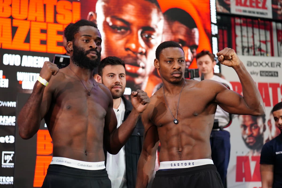 Rivalry: Former sparring partners Joshua Buatsi and Dan Azeez clash at Wembley Arena on Saturday night (PA)