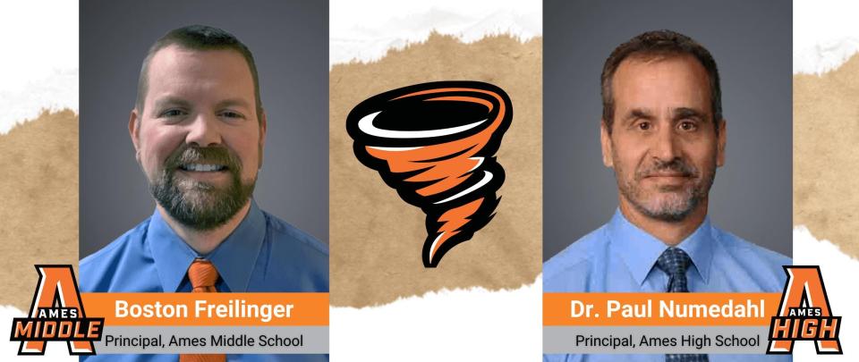 Boston Freilinger and Paul Numedahl will start as principals of Ames Middle School and Ames High School on July 1, 2023, if their hires get school board approval on Monday, Feb. 6, 2023, according to the Ames Community School District. Freilinger and Numedahl's hires were announced by the district on Feb. 2.
