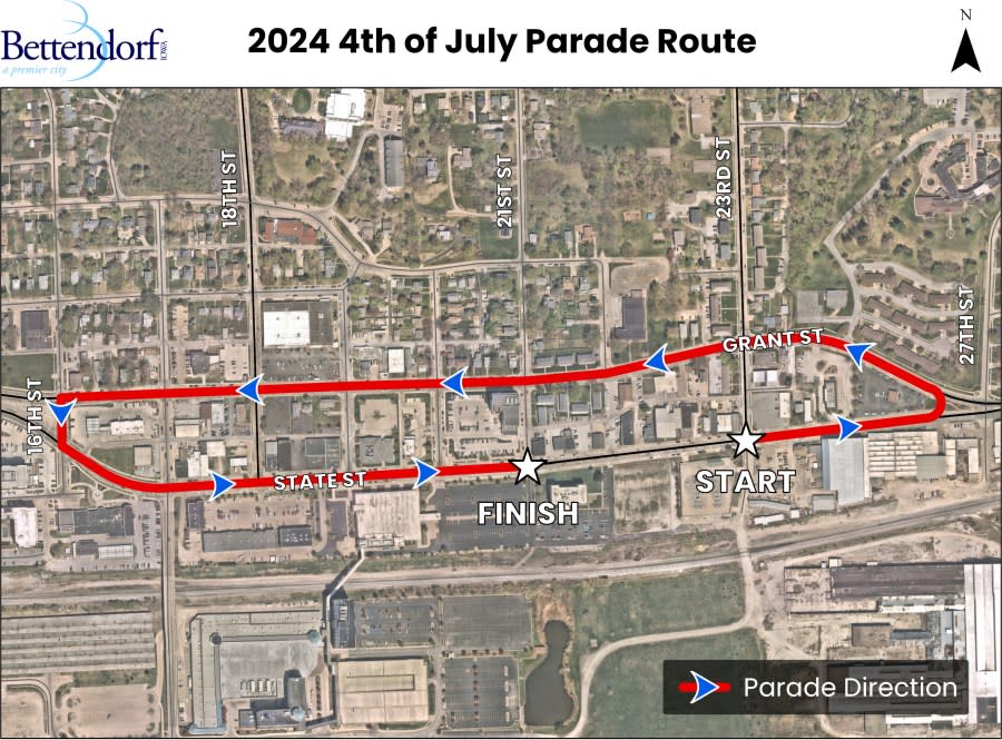 2024 4th of July parade route (City of Bettendorf)