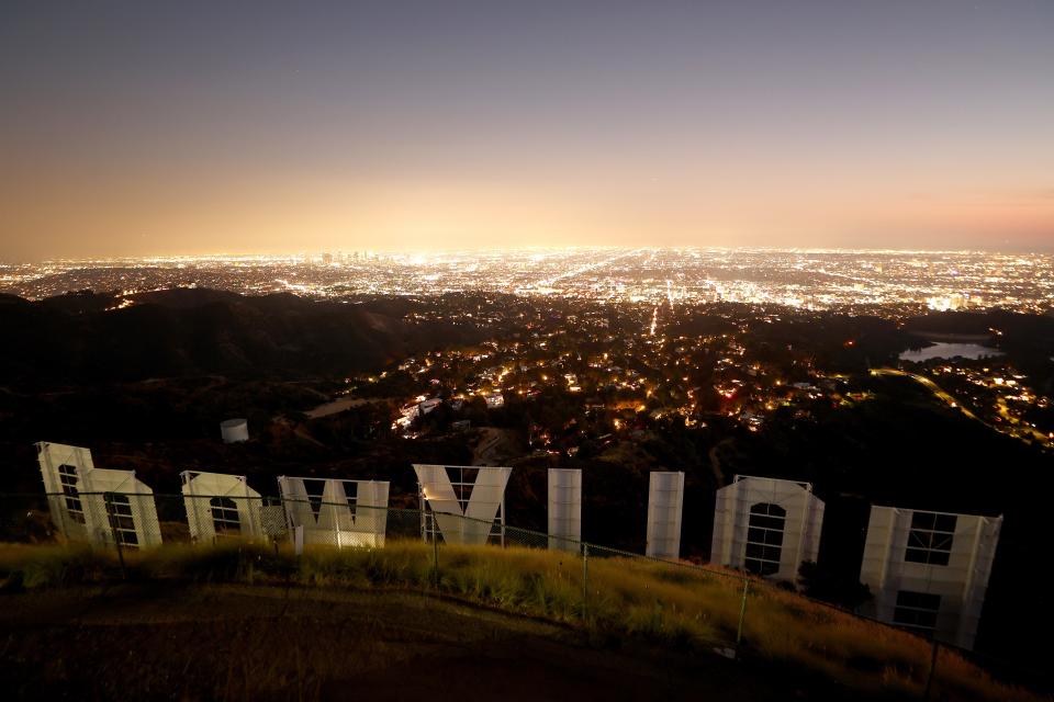 The Hollywood sign at dusk, 2023.