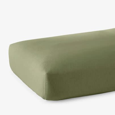A relaxed linen fitted sheet