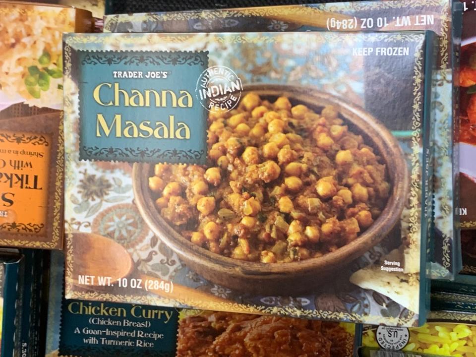 channa masala in the freezer aisle of trader joes